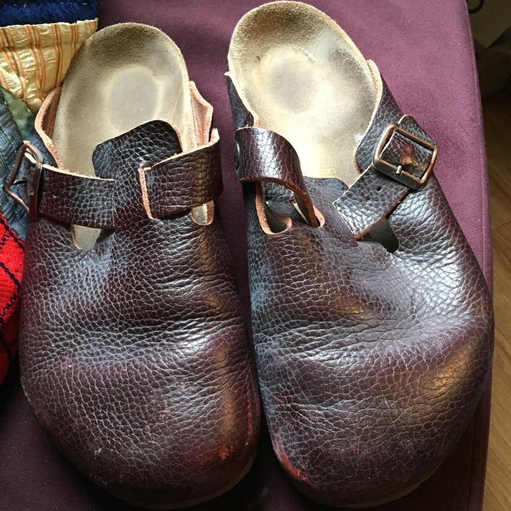 Mens brown leather Birkenstock clog